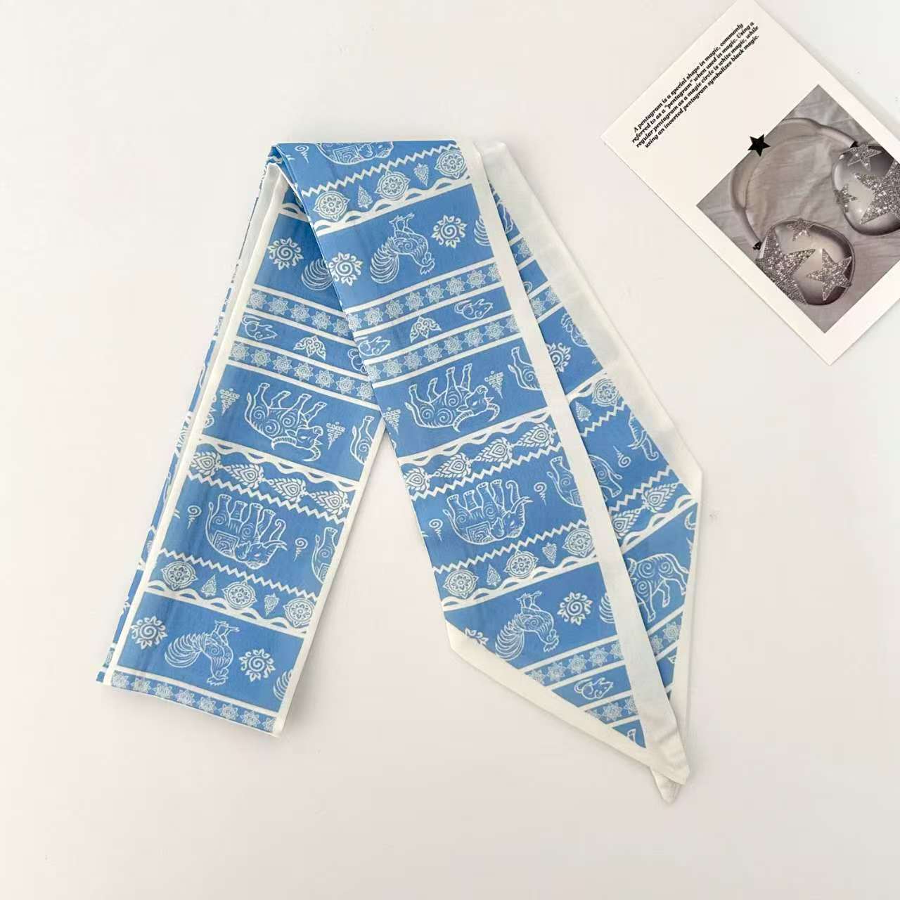 Scarvii Elephant Motif Decorative Skinny Scarf