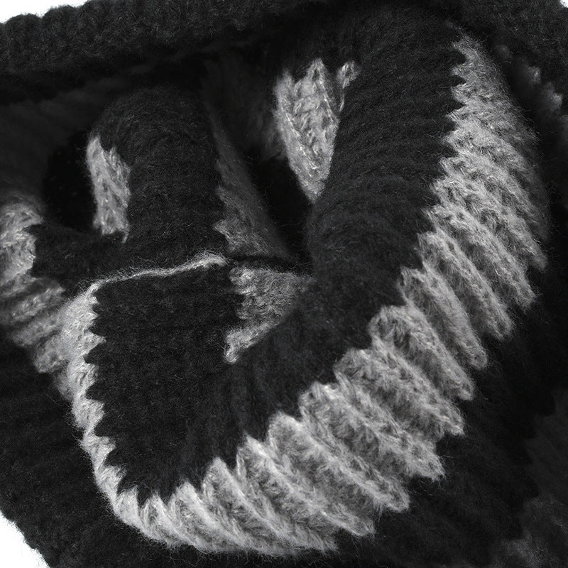 White wide-stripe cuffed knit beanie product view