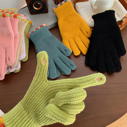 Gloving - Ribbed Knit Loop-Accent Gloves