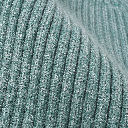Navy heathered ribbed cuffed knit beanie product view