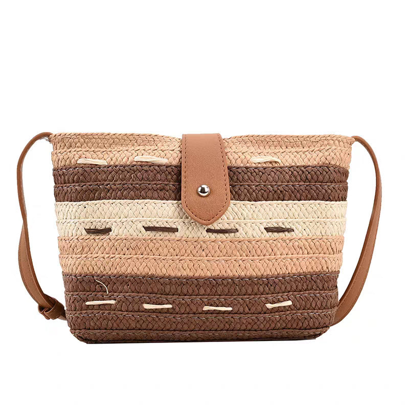 Gradient Color Paper Woven Straw Bag