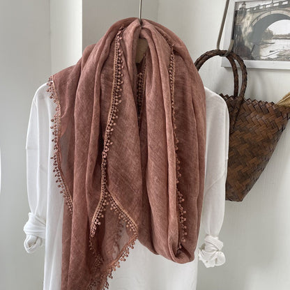 Scarvii light airy oversized solid fringe scarf image 11