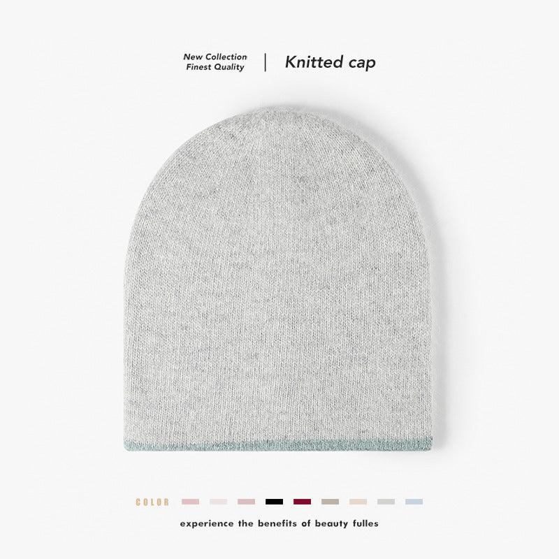 Blush Pink reversible contrast-edge knit beanie product view