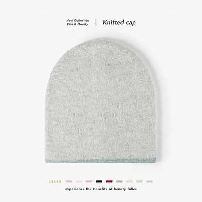 Blush Pink reversible contrast-edge knit beanie product view