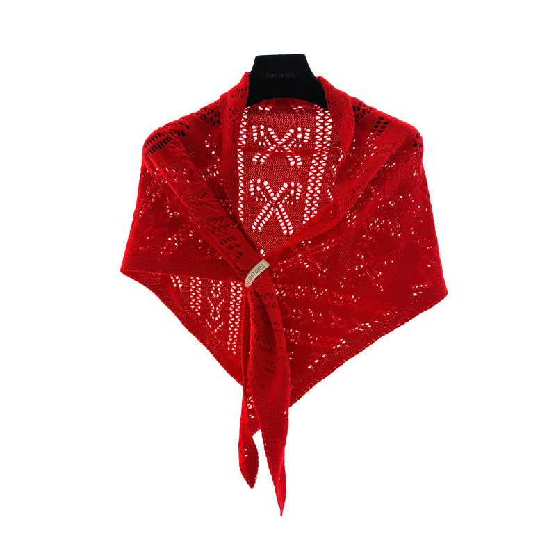 Scarvii - Bow-Like Geometric Openwork Knit Scarf