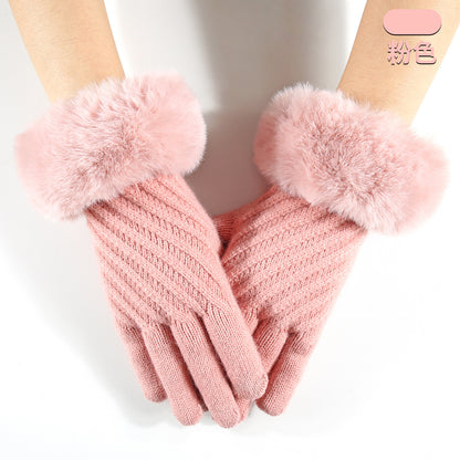 Gloving - Raised Diagonal-Knit Fuzzy-Cuff Gloves