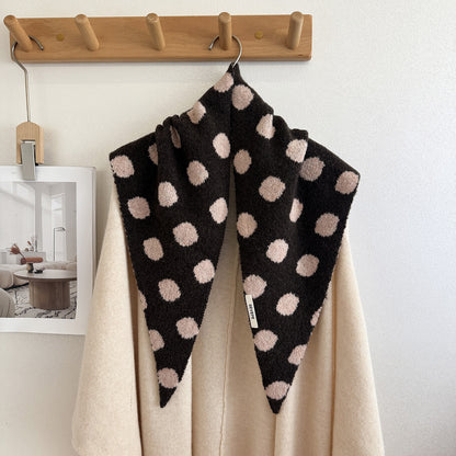 Product image for Scarvii - Fuzzy Polka Dot Triangle Scarf (Dark Coffee)