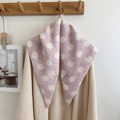 Product image for Scarvii - Fuzzy Polka Dot Triangle Scarf (Dusty Pink)
