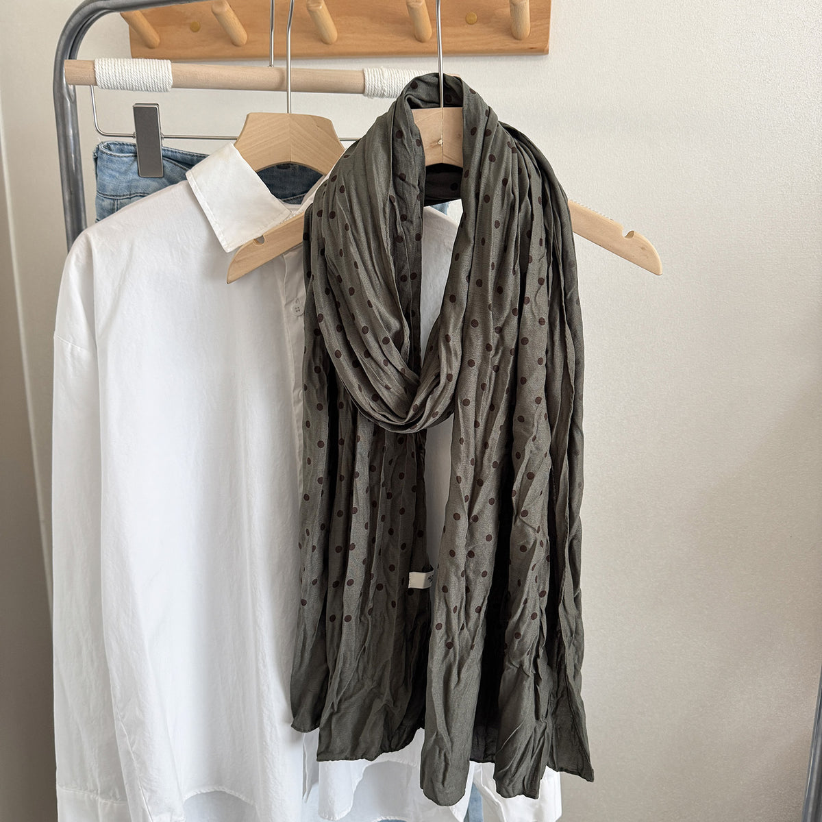 Scarvii - Polka Dot Looped Drape Scarf