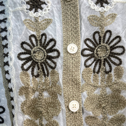 Crosa - Vintage Openwork Crochet Floral Vest