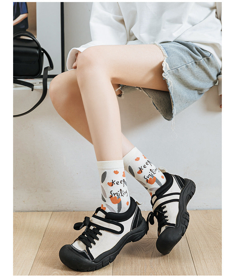 Rufia Cotton Socks for Women | 5 Pairs | Smile and Bear Pattern | Cute and Fashionable