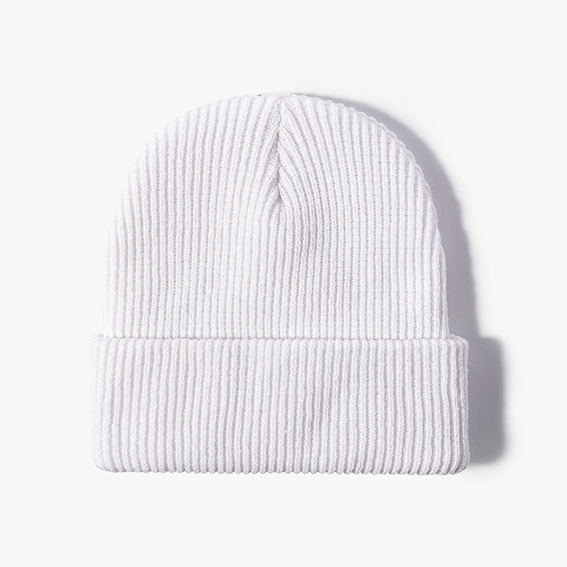 White essential ribbed knit beanie