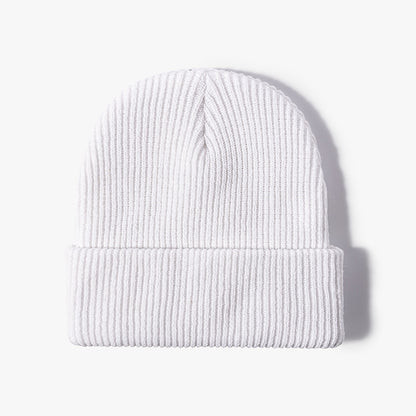 White essential ribbed knit beanie