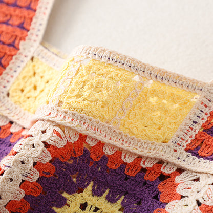 Crosa Bohemian mesh crochet tank top folded flat showing crochet details