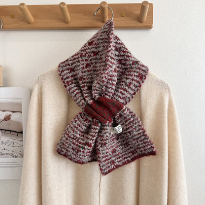 Product image for Scarvii - Fuzzy Knit Striped Scarf (Burgundy)