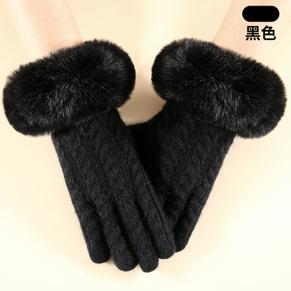 Gloving - Cable Knit Fuzzy-Cuff Gloves