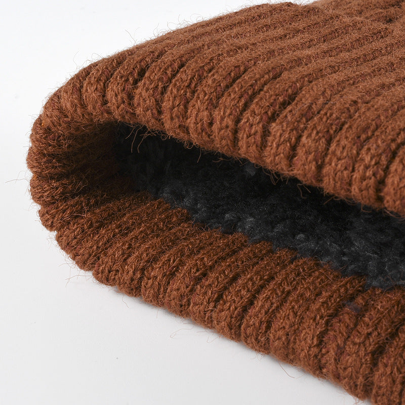 Navy fleece-lined cable-knit cuffed beanie product view