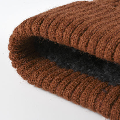 Navy fleece-lined cable-knit cuffed beanie product view
