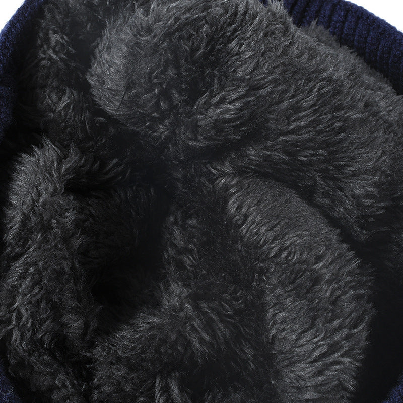 Black star jacquard fleece-lined knit beanie product view