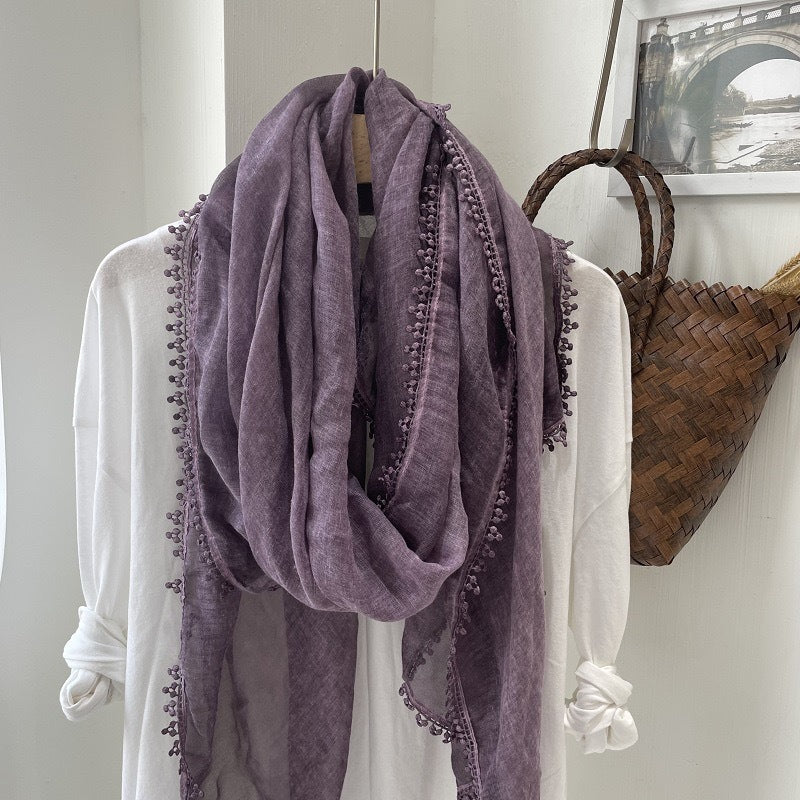 Scarvii light airy oversized solid fringe scarf image 4