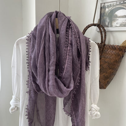 Scarvii light airy oversized solid fringe scarf image 4