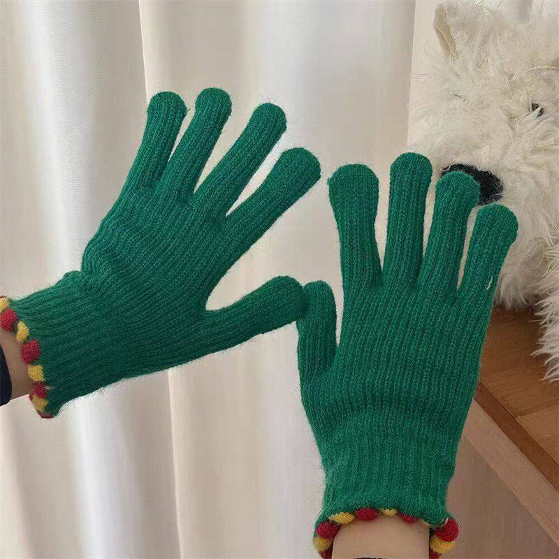 Gloving - Ribbed Knit Loop-Accent Gloves