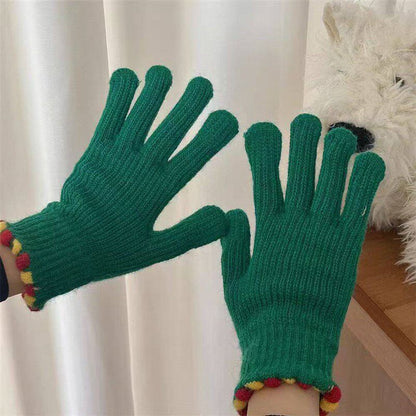 Gloving - Ribbed Knit Loop-Accent Gloves