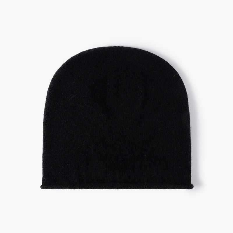 Black wool slouch knit beanie product view