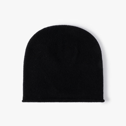 Black wool slouch knit beanie product view