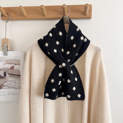 Product image for Scarvii - Polka Dot Narrow Scarf (Black)