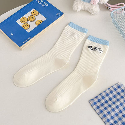 Rufia - Cartoon Ribbed Crew Socks