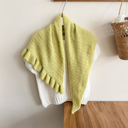 Product image for Scarvii - Fuzzy Knit Fringe Triangle Scarf (Yellow)