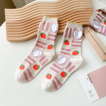 Rufia -  Strawberry Floral Pattern Women's Socks