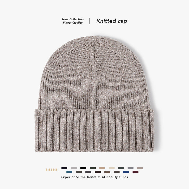 Navy classic solid ribbed cuffed beanie product view