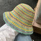 Haila - Macaron Color Woven Straw Bucket Hat