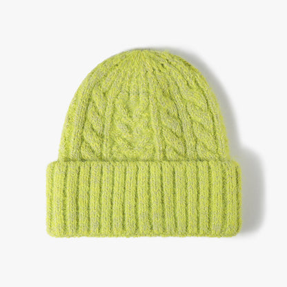 Green cable-knit wool-blend cuffed beanie product view