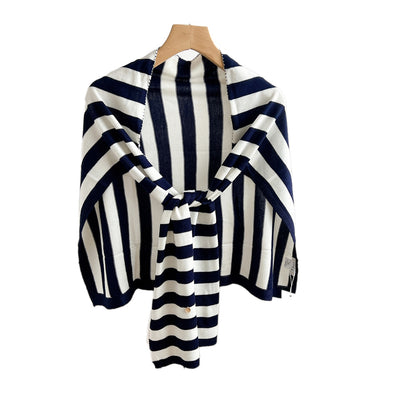 Scarvii - Striped T-Shaped Knit Scarf