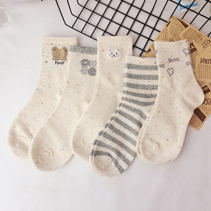 Rufia - Cute Cartoon Bear Pattern Crew Socks