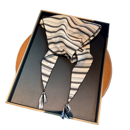 Scarvii - Striped Tassel Triangle Scarf