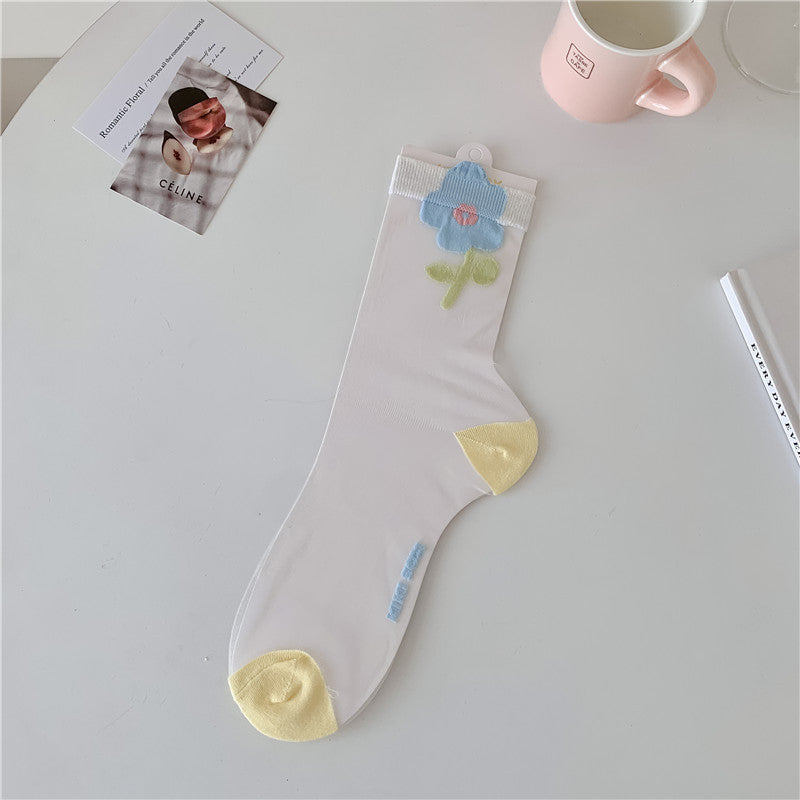 Rufia - Summer Tulip Floral Sheer Socks