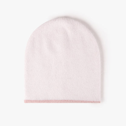 Blush Pink reversible contrast-edge knit beanie product view