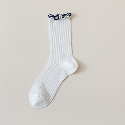 Rufia - Adorable White Rolled Edge Sheer Socks