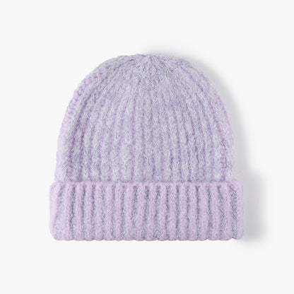 Purple two-tone ribbed cuffed beanie product view