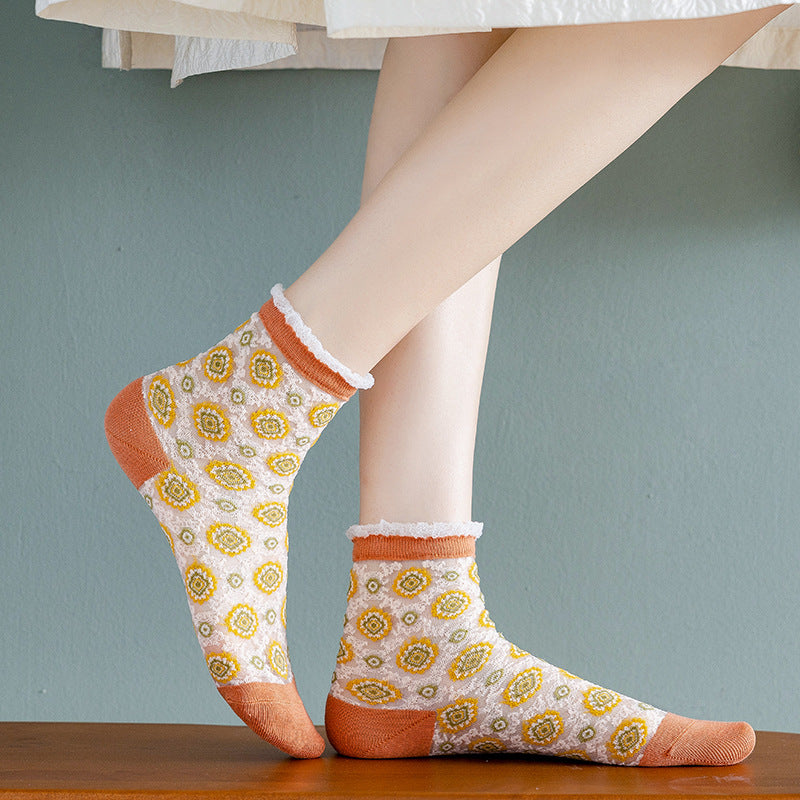 Rufia - Vintage Floral Sheer Socks