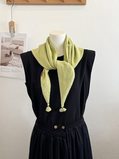 Product image for Scarvii - Knit Tassel Triangle Scarf (Green)