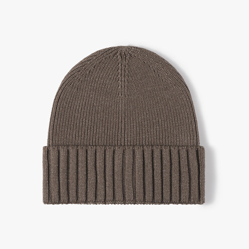 Dark Khaki classic solid ribbed cuffed beanie product view