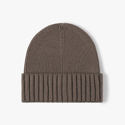 Dark Khaki classic solid ribbed cuffed beanie product view