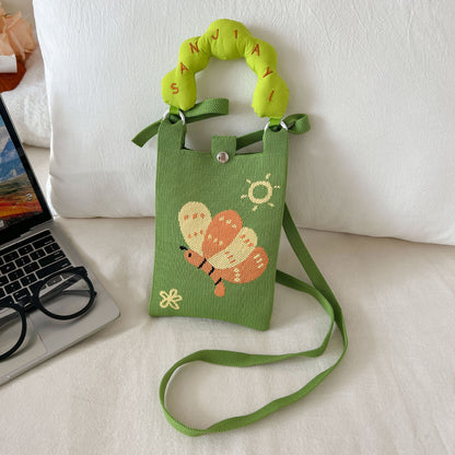 Cosbai mini knitted crossbody and handbag displayed with strap detached