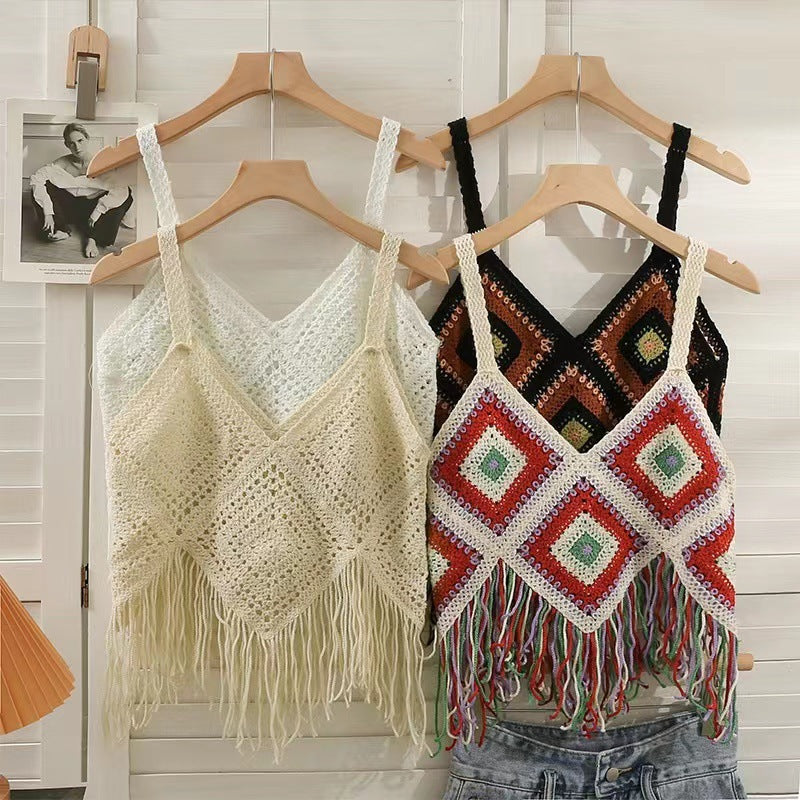 Checkered Bohemian Tassel Camisole