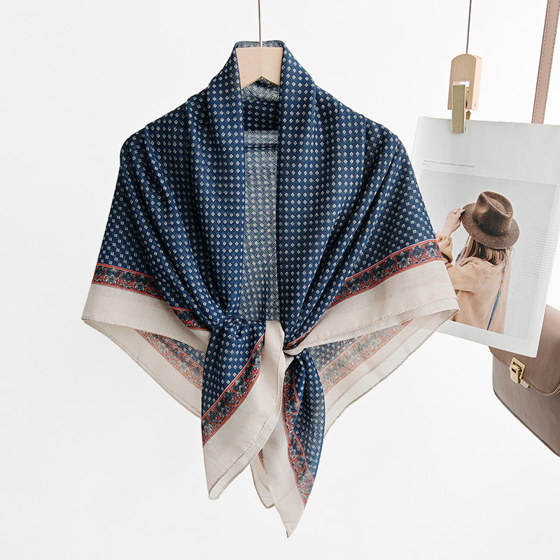 Scarvii - Diamond Pattern Stitched Edge Square Scarf